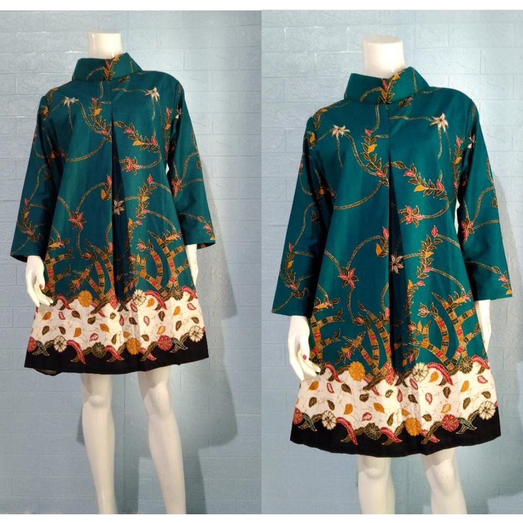 Dress Batik Pesta Elegan Modern Terbaru Tunik Raya Eid Kondangan Primisima Ori Motif Unik Cantik MD5
