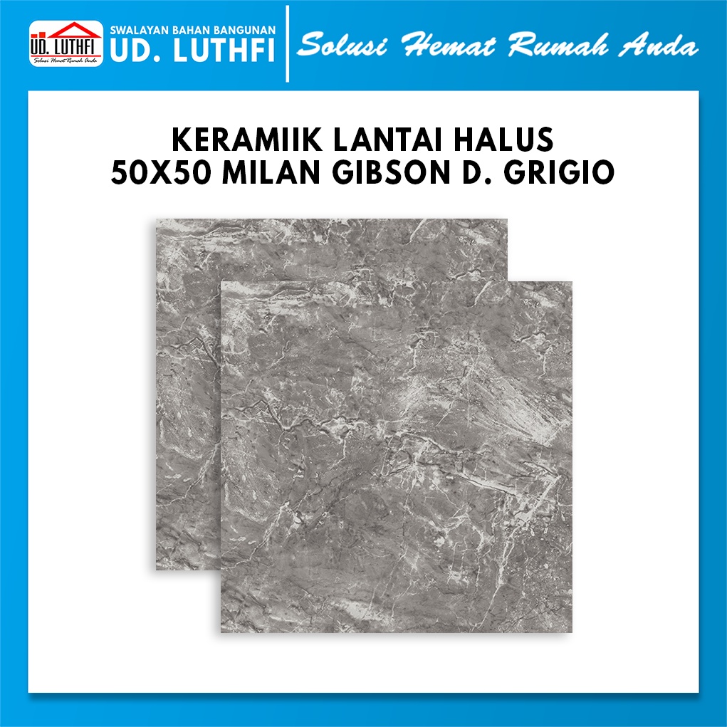 Keramik Lantai Halus 50x50 Milan Gibson Dark Grigio