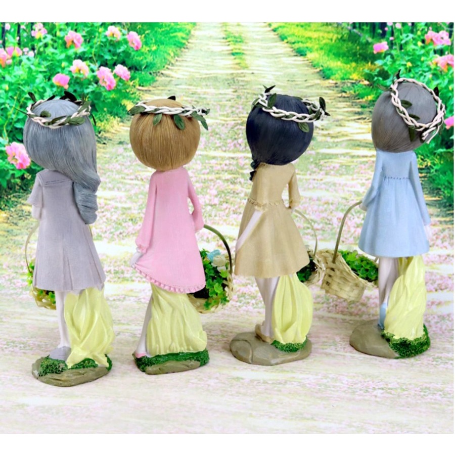 Fairy Flower Girl Resin Doll / Patung Pajangan Cewe Keranjang Bunga