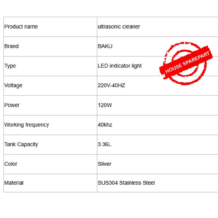 BAKU BK-2000 3.2 liter Stainless Steel 304 Ultrasonic Cleaner Digital