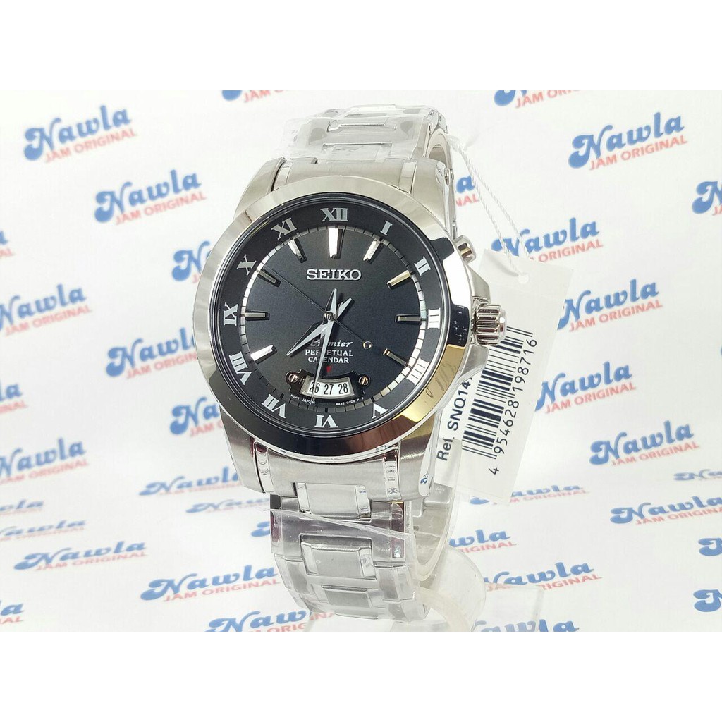 Seiko Premier SNQ147P1 Perpetual Calendar Black Dial | Jam Pria SNQ147