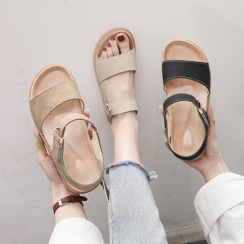 TBIG [COD] Sandal Tali Wanita SANDALPU Import Korea Bahan PU Style Santai Wanita Remaja