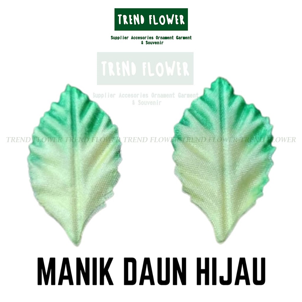 

Manik-Manik Daun hijau sembur bahan satin bentuk daun untuk hiasan hampers parcel souvenir