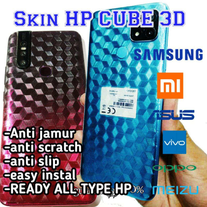 garskin hp + garskin camera  anti jamur transparan cube 3D all type all merek hp anti gores belakang hp