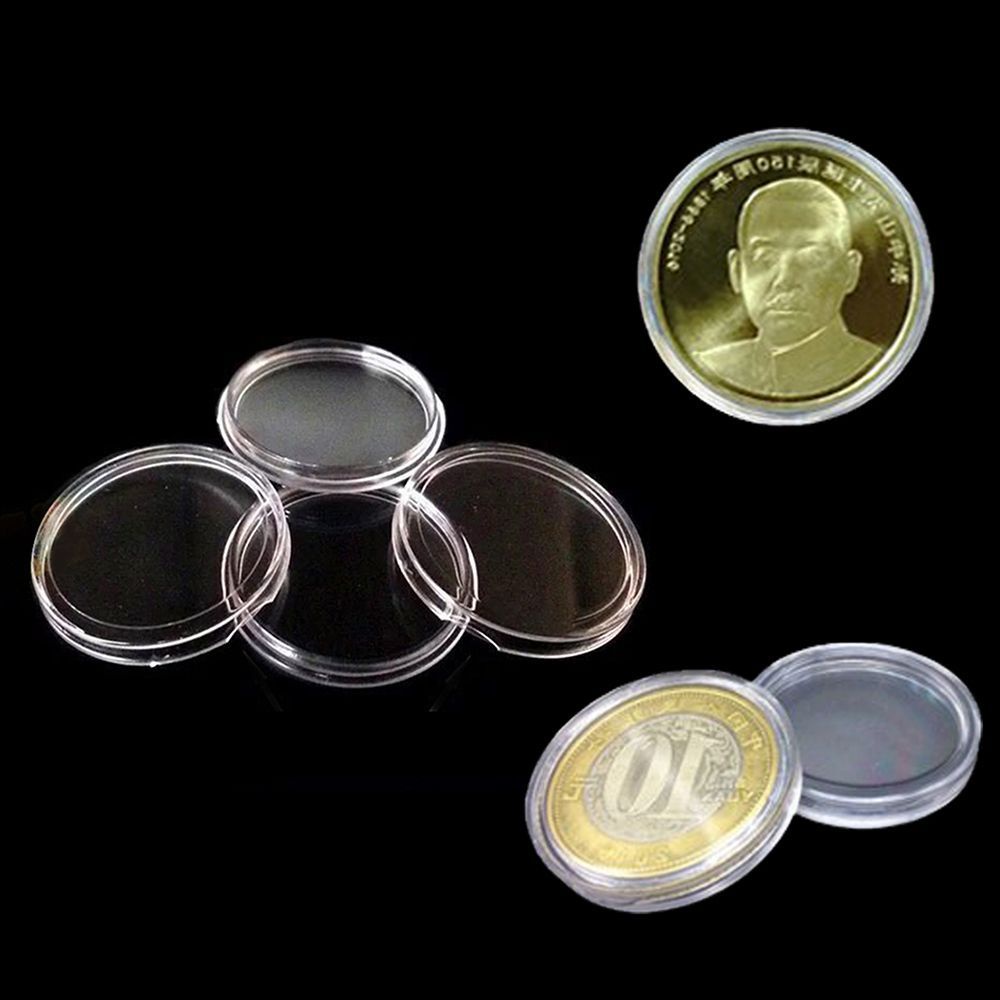 MXBEAUTY 10 Pcs Collecting Box 30mm Round Plastic Cases Capsules Holder New Coins Box Acrylic Clear Coin Storage/Multicolor