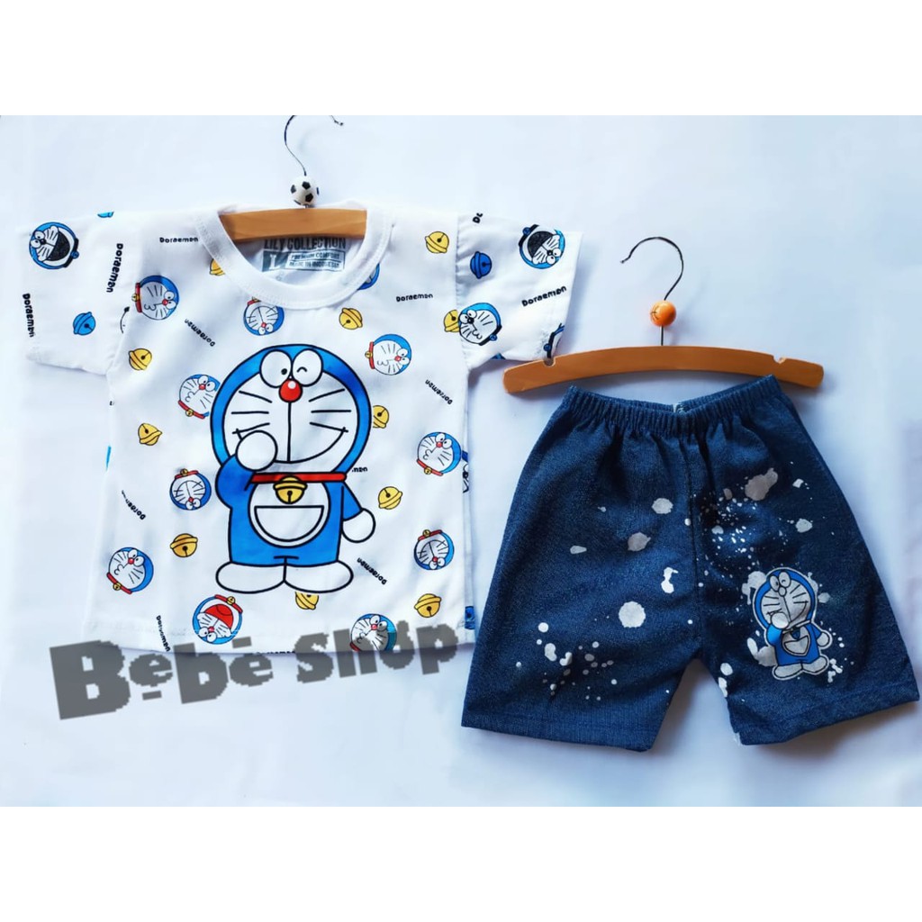 Setelan Baju Anak Bayi Doraemon Usia 0 Sampai 2 Tahun