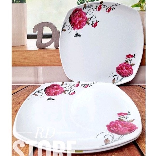 PROMO 3.PCS PIRING PRASMANAN KOTAK SAJI CEPER MOTIF ROSE BAHAN MELAMINE WARE