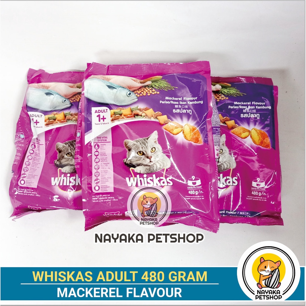 Whiskas Mackerel 480 gr Pakan Kucing Makanan Kering Cat Dry Food