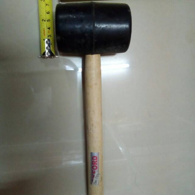 Palu Karet 400Gr 16 OZ/Palu karet gagang kayu rubber hammer palu untuk keramik/PALU KARET BESAR HITAM TUKANG KACA KERAMIK ELASTIS/PALU LANTAI