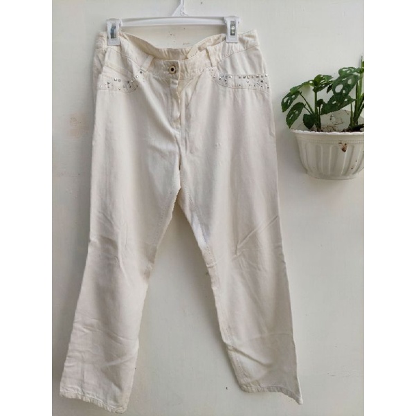 celana putih wanita/celana preloved