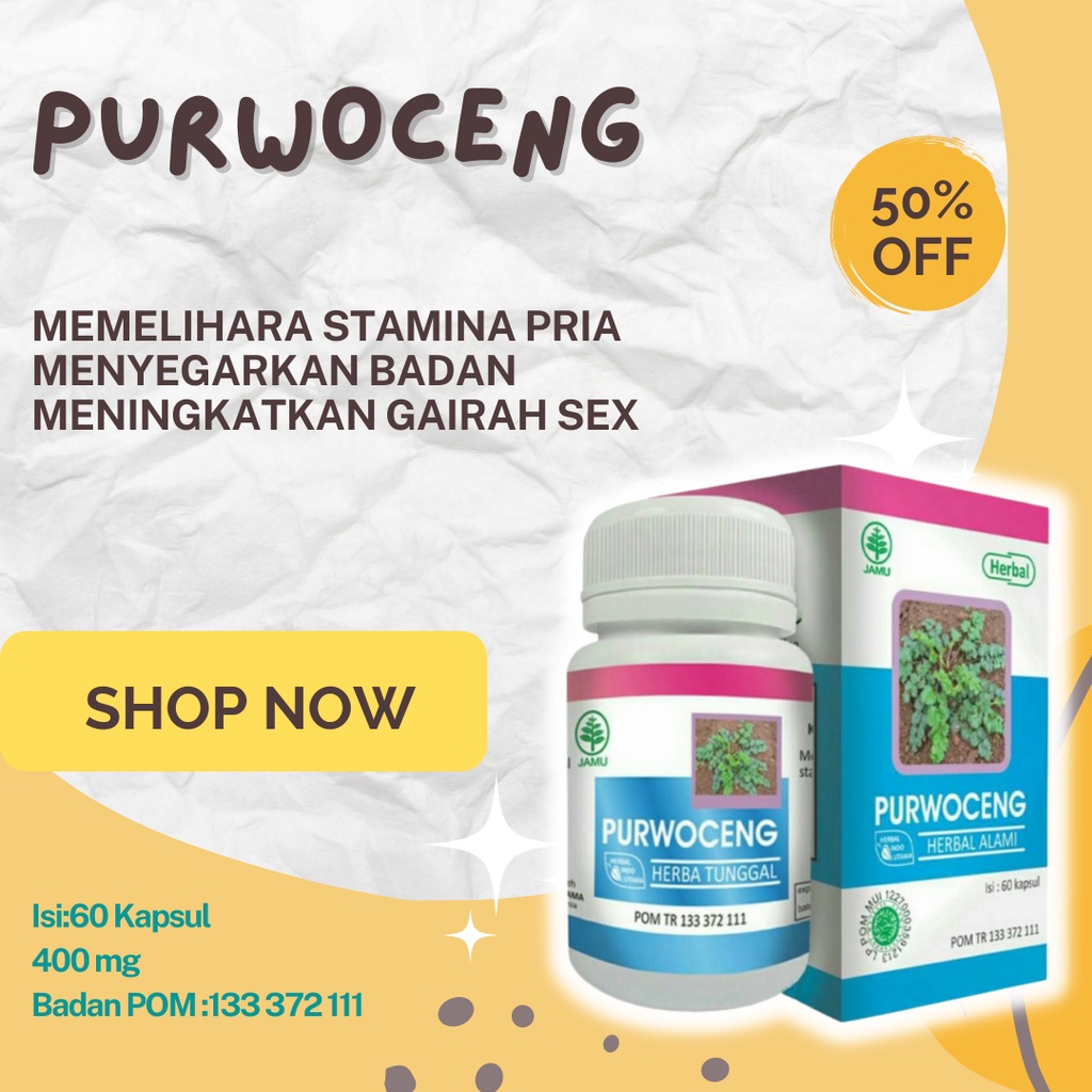 Obat Vitalitas Pria Dewasa Kuat Kapsul Purwoceng 60 Kapsul