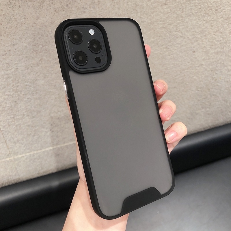 Casing IPhone 11 12 13 Pro X XR XS Max 6 6s 7 8 Plus SE2020 Warna Hitam Translucent