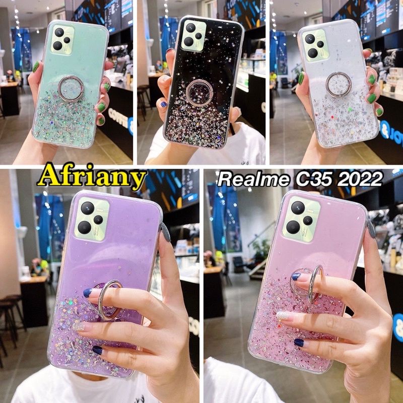 Realme C30 C31 C35 /Narzo 50A prime Case Glitter +Ring Glitter