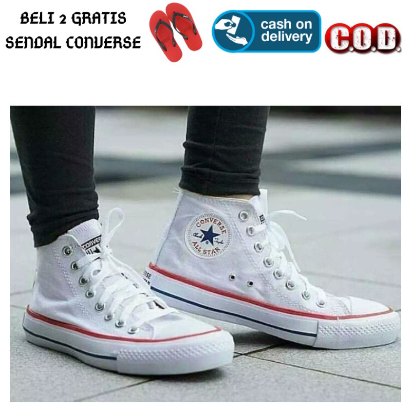 Sepatu Converse CT All Star Classic Full All Optical Off White Putih Polos High Tinggi Boots Terbaru