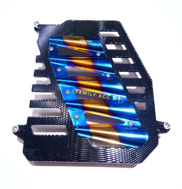 Cover Tutup Radiator Two Tone Carbon Biru Gold Full CNC PnP Yamaha Nmax - Aerox