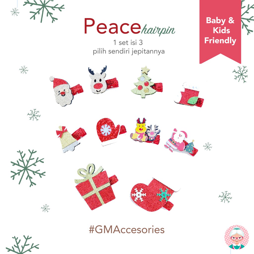 Peace Hair Pin - Baju Natal - Jepitan Natal
