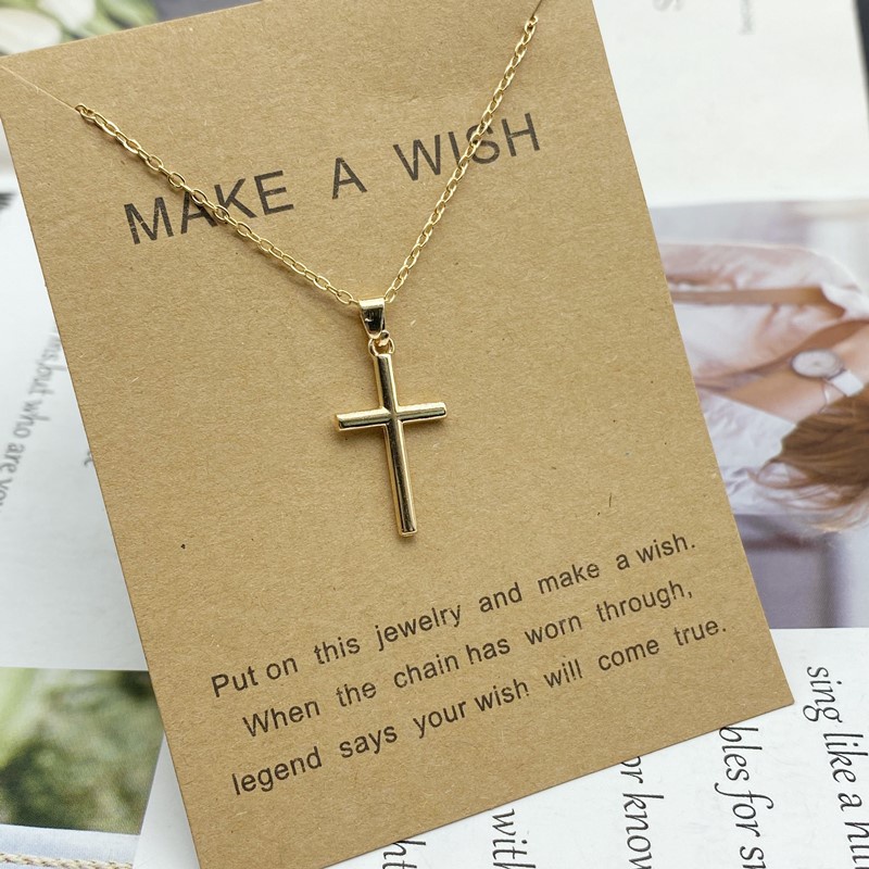 Kalung Clavicle Desain Butterfly Cross Paper Card