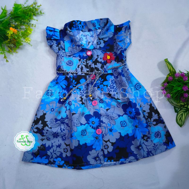 Dress Anak 1 2 2,5 tahun Gaun baju rok anak cewek perempuan  motif bunga ( dress Baby Flow )