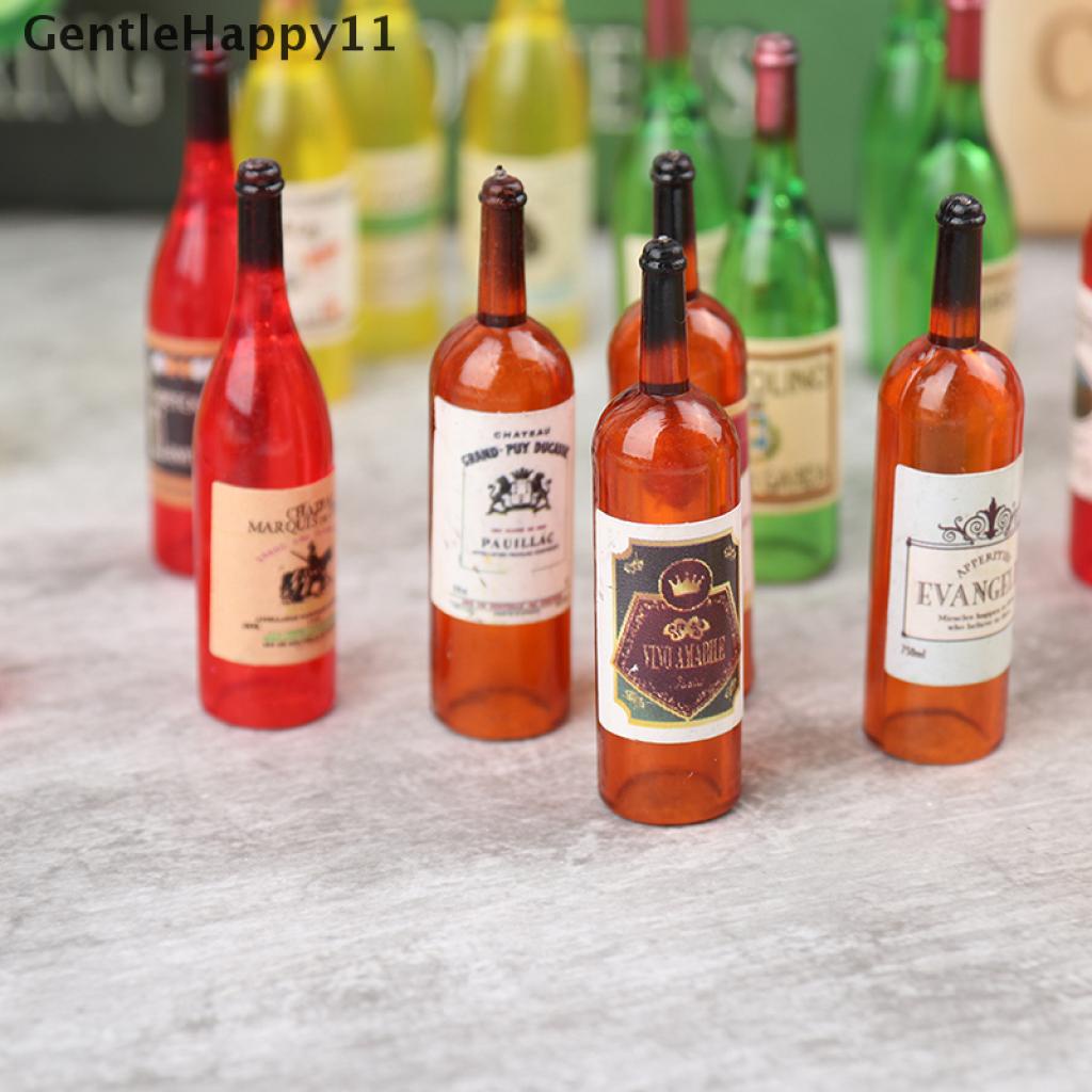 Gentlehappy 4pcs / Set Mainan Miniatur Botol Wine Merah Aksen Hollow Untuk Aksesoris Rumah Boneka