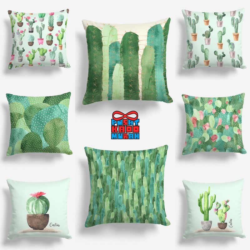 Bantal Sofa Print Motif Tanaman Kaktus Cactus Plant Sukulen 40x40 cm - Pusat Kado Murah