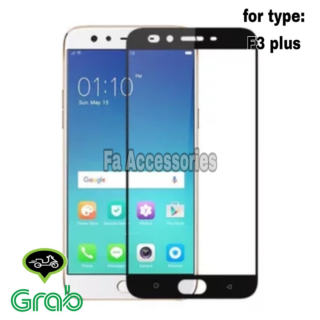 Tempered Glass 5D Full Lem OPPO F3+ F3 PLUS HITAM SCREEN GUARD FULL GLUE