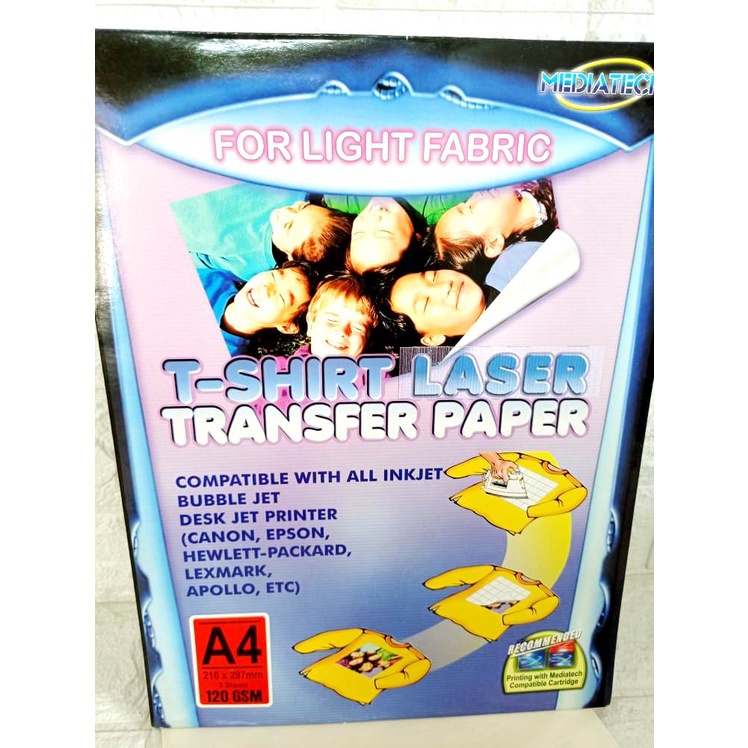 Mediatech Kertas Light Fabric T Shirt Inkjet Transfer Paper A4 120GSM  @5 - 34053