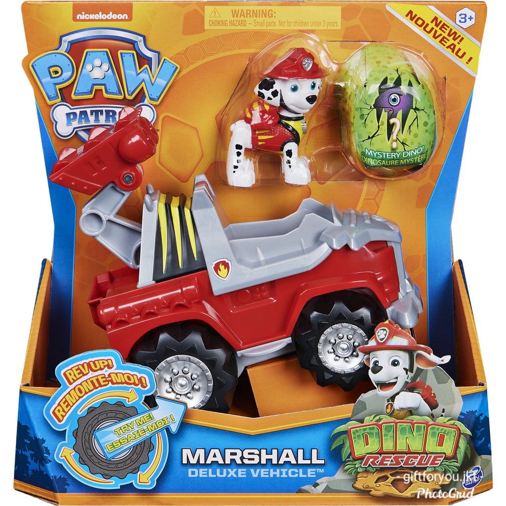 Paw Patrol Dino Rescue Marshall Deluxe Vehicle Figure Puppy Mainan Anak Toy Kid Koleksi Original