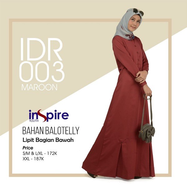 INSPIRE DRESS IDR 03 BALOTELLI FASHION MUSLIMAH GAMIS REMAJA ANAK KULIAH PONDOK SERAGAM PENGAJIAN