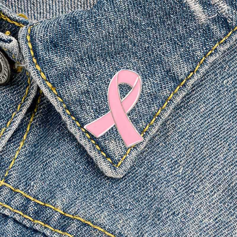 Bros Bentuk Pita Kesadaran Kanker Payudara Warna Silver / Gold