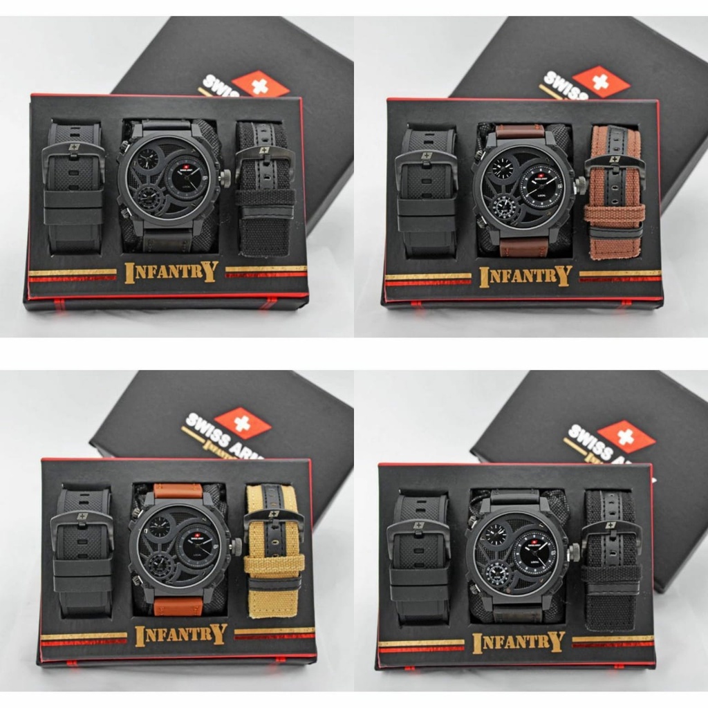 Jam tangan pria army infantry free strap packing bubble wrap