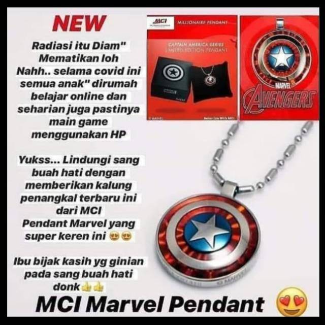 Kalung Kesehatan Anti Radiasi Pendant Marvel Original MCI