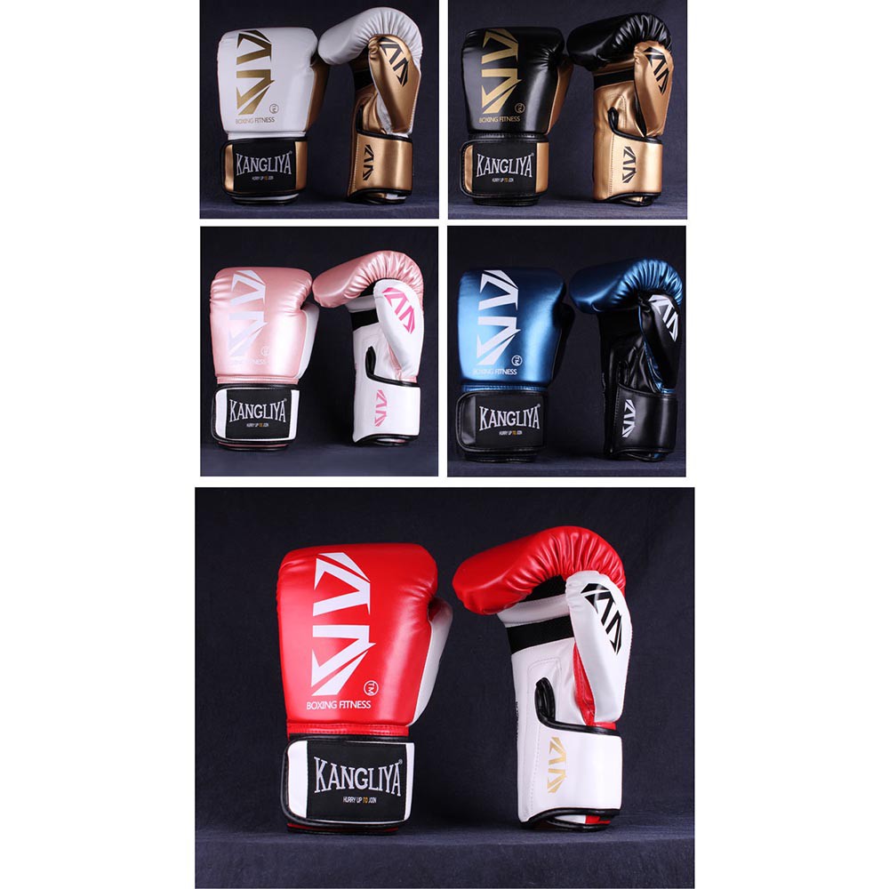 KANGLIYA Sarung Tangan Tinju MMA UFC Boxing Muay Thai Leather Glove 12 OZ - FE-BO003 - Black