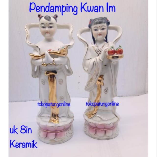 Patung Pendamping Kwan Im Keramik Uk 8in