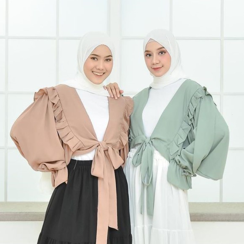 BAJU ATASAN WANITA ARULA KIRANA CLASSY RUFFLE CROP OUTER OUTERWEAR MUSLIM