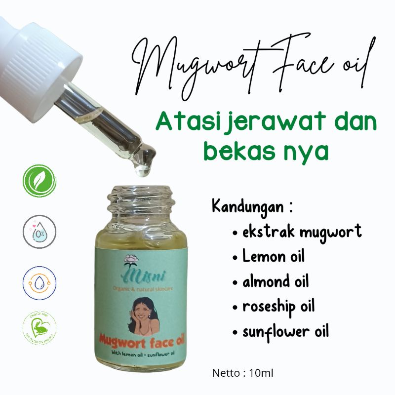 MUGWORT FACIAL FACE OIL ACNE CARE TREATMENT PENGHILANG BEKAS JERAWAT VITAMIN E OIL PURE ALMOND OIL J