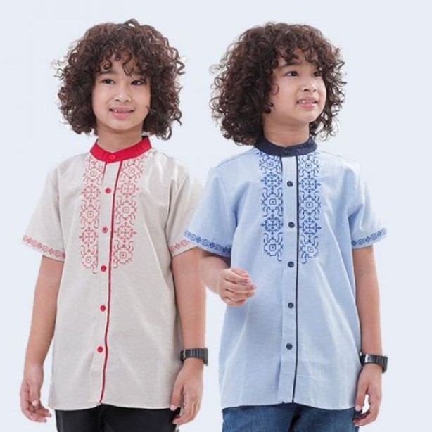 (3-13th)BAJU KEMEJA KOKO ANAK REMAJA LAKI LENGAN PENDEK,KEMEJA LEBARAN ANAK COWOK,BAJU KOKO BORDIR