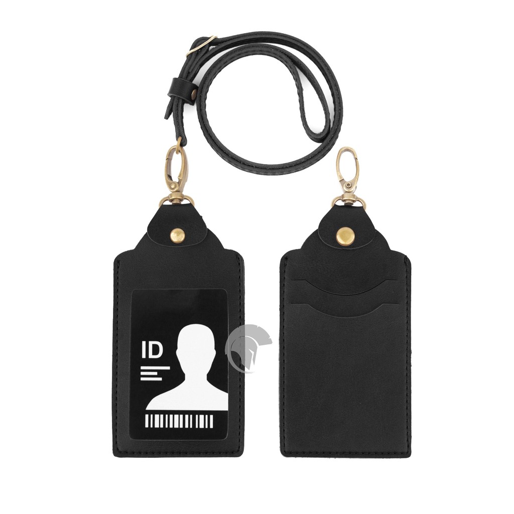 Name Tag ID Card Holder / Panitia / Gantungan Kartu Nama / Tali ID Card Nama Kulit QUICK Hitam