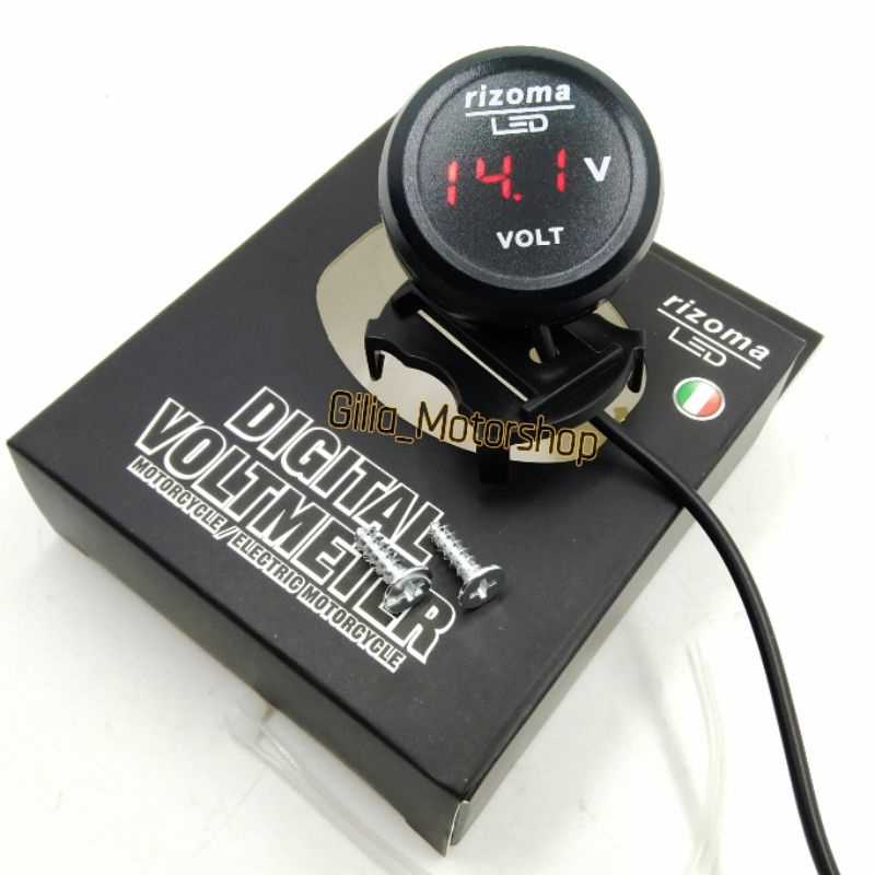 Voltmeter Aki Digital Bulat Rizoma LED  Voltmeter Pengukur Aki Digital Rizoma Original Universal Motor