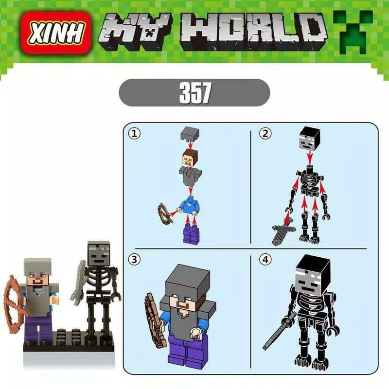 Lego Minecraft Steve Armor and wither skeleton isi 2 game Mine Craft my world Minifigure brick
