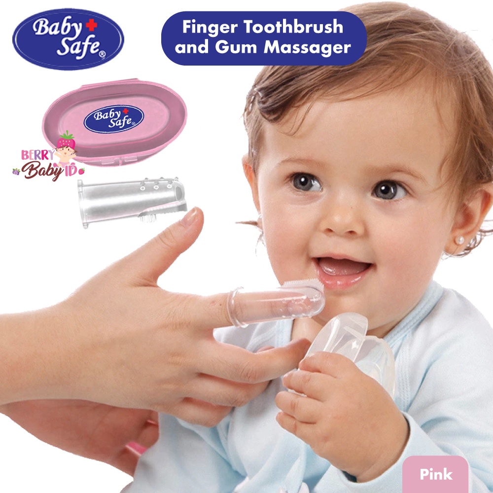 Baby Safe Finger Toothbrush dan Gum Massager Sikat Gigi Bayi Silikon BBS061 Berry Mart