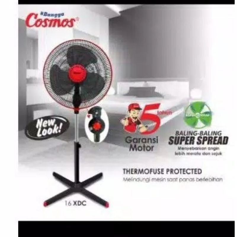 PROMO COSMOS 16 XDC 16XDC XDC16 KIPAS ANGIN STAND FAN BERDIRI KAKI SILANG X 16" INCI INCHI INCH 40 C