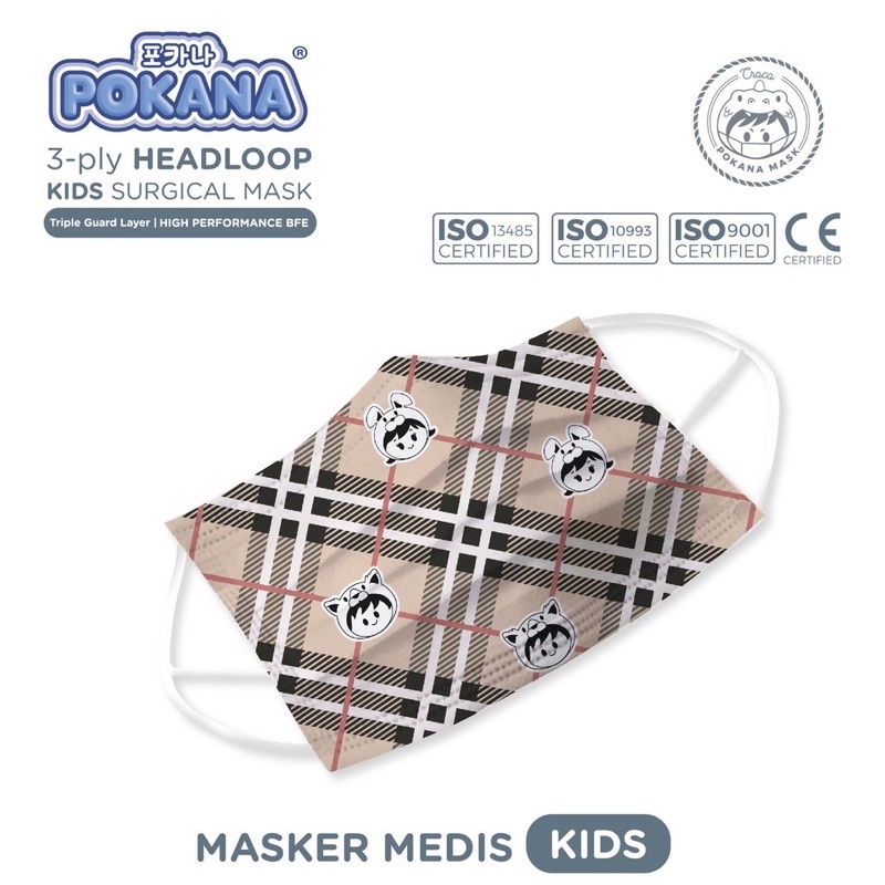 MASKER POKANA KIDS MASKER ANAK EARLOOP 3 PLY ISI 30 PCS