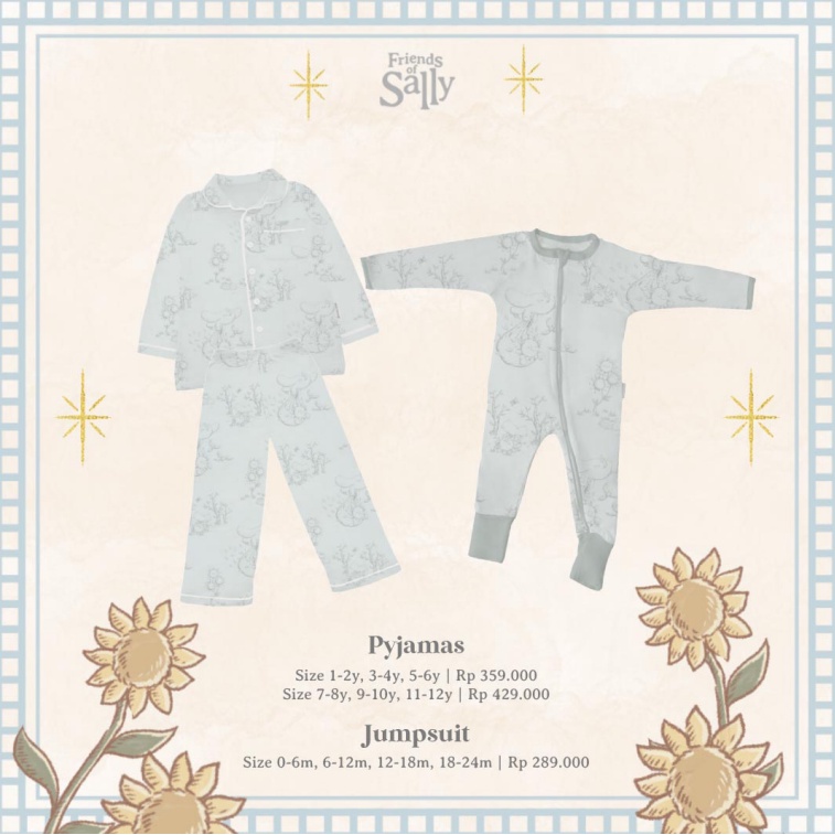 Friends of Sally - Watercolour Bamboo Baby Jumpsuit Sleepsuit Kimono Baju Tidur Bambu Zion Watercolor Anak Bayi