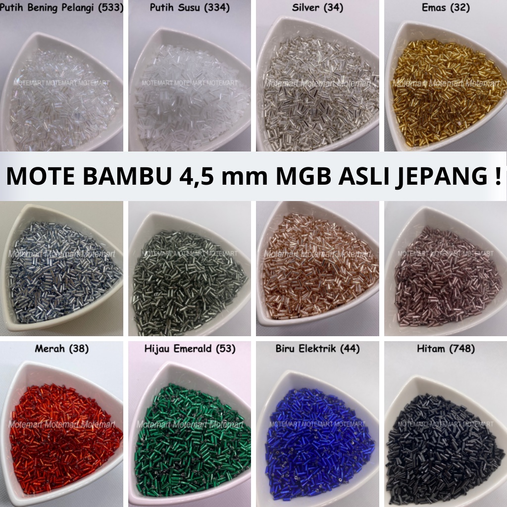 BAMBU 4,5 mm Mote Payet Manik MGB asli JEPANG per 15 gram WARNA SILVER GREY ROSEGOLD GOLD MERAH HIJA