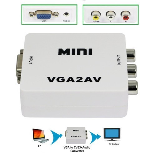 Converter VGA TO AV Konverter VGA To RCA Box Mini