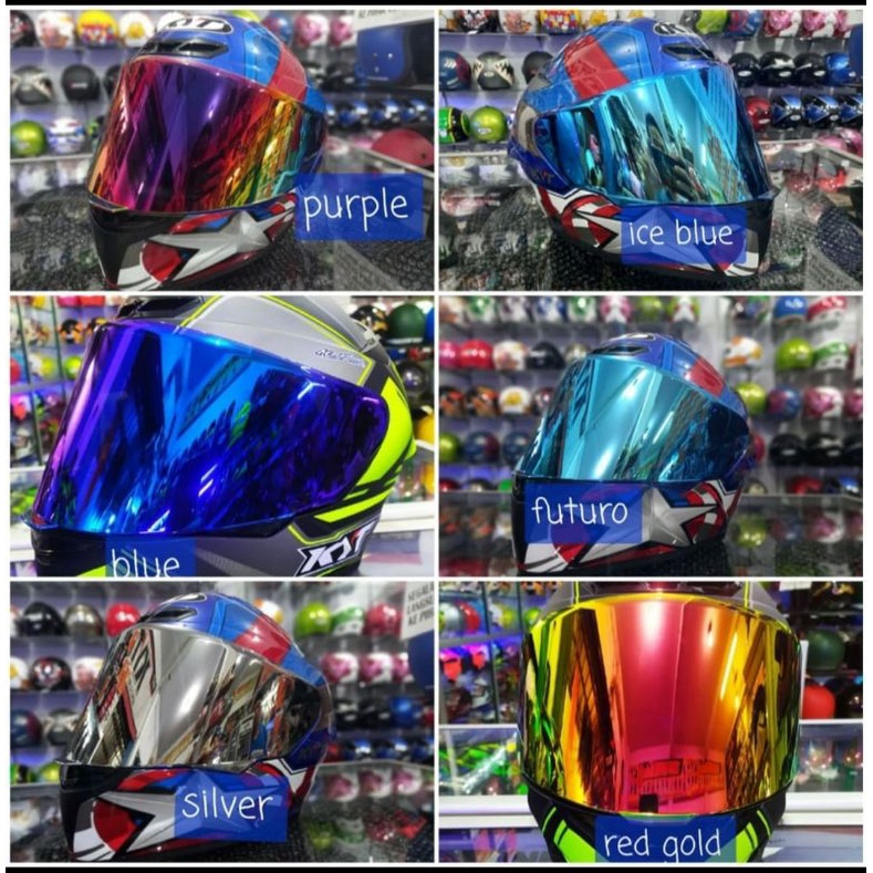 kaca helm KYT TT-COURSE iridium original visor flat kaca ttc iridium Silver Gold Blue Purple Red Red