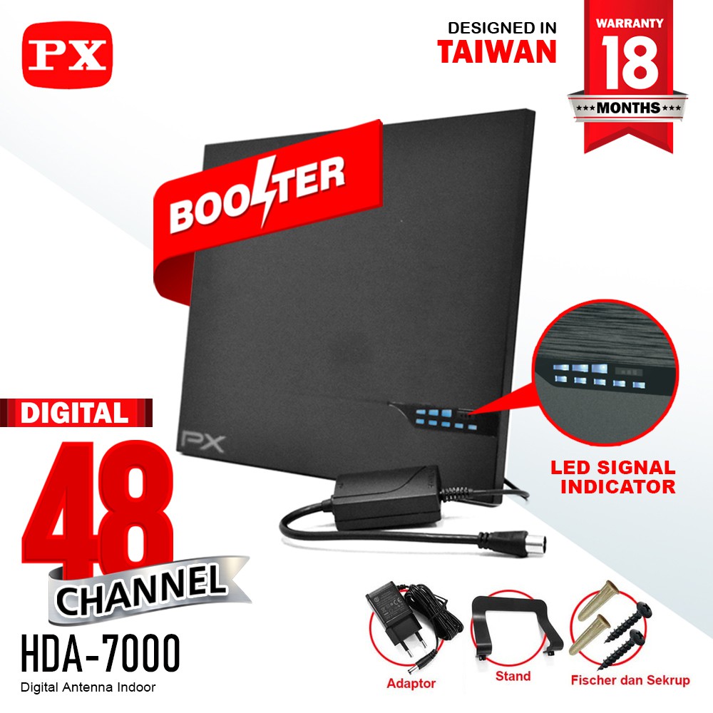 Antena TV Smart Digital Analog Booster PX HDA-7000 Anten TV Indoor LED