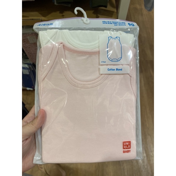 SALE‼️ AIRISM BAJU TERUSAN DALAMAN KATUN BLEND TANPA LENGAN 2 PCS BABY (NEWBORN) - UNIQLO