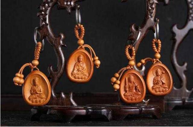 Gantungan Kunci Kayu Buddha Bulat