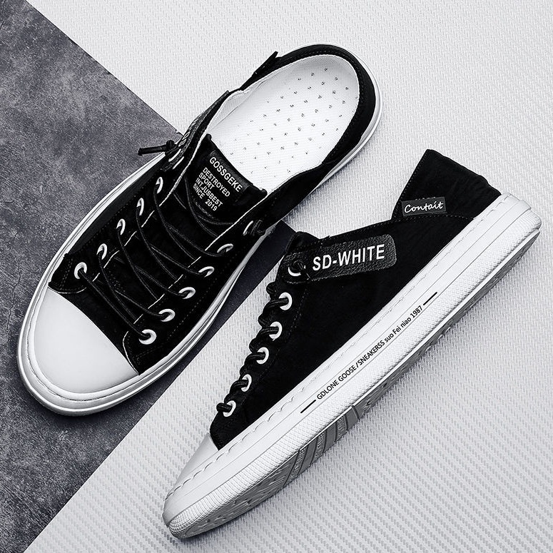 Sepatu Sneakers Casual Hitam Pria Keren Ori Import Spatu Sneaker Pria Cowok Original Impor Kekinian 